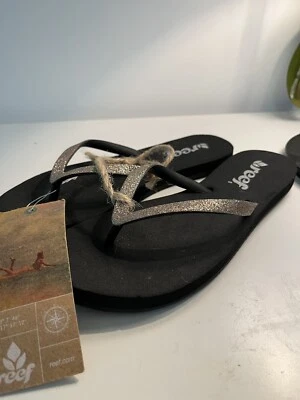 £7.50 • Buy Reef NEW Stargazer UK4 Black Footbed With Glitter Strap