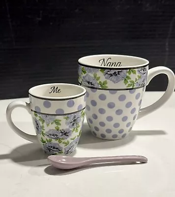 Jesse Steele You And Me Nana Child Me Too Mug Cup W/ Stir Spoon Set Gift Floral • $14.99