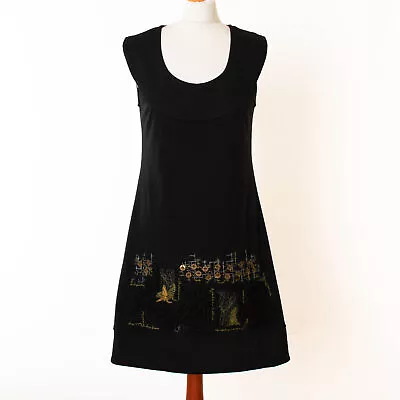 Women's SAVE THE QUEEN Black Viscose Sleeveless Dress Size L • $99.47