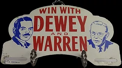 Rare Dewey Warren Vintage Presidential Political License Plate Topper Sign C1948 • $295