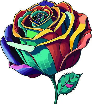 £3.99 • Buy Beautiful Colorful Rose Flower Vinyl Decal Sticker - Decor - A2314