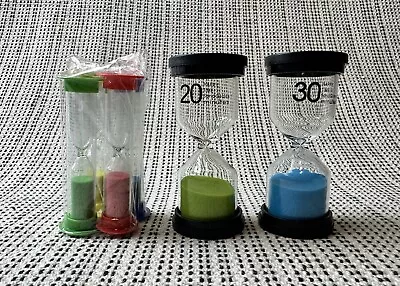 Set Of 6 Hourglass Sand Timers 1 3 5 10 20 30 Minute Green Blue Red Yellow NEW • $15.99