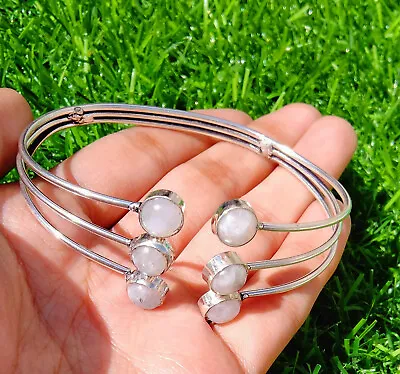 Natural MoonstoneLapis 925 Sterling Silver Plated Wholesale Lot Cuff Bangles • $130.05