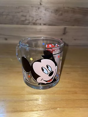 The Walt Disney Company Mickey And Minnie Mouse Clear Glass Coffee Mug • $7.99