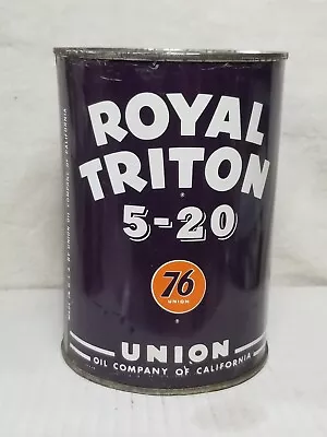 NOS Full 76 Union Oil Company Royal  Triton 5-20 California Metal Oil Can Quart • $75