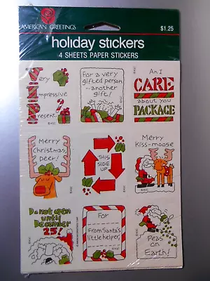 VTG American Greetings Christmas SAYINGS  DO NOT OPEN  Stickers SEALED 4 Sheets • $7.99