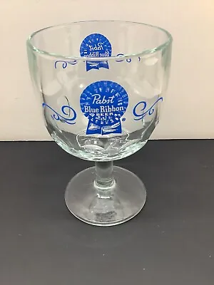 Vintage Pabst Blue Ribbon Thumbprint Beer Goblet Glass Mug Mint! • $14.99