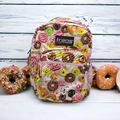 Jansport Super Break Pink Sprinkles DOUGHNUT Donut Print Large Backpack Bookbag • £18.05