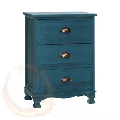 Artiss Bedside Tables Drawers Side Table Cabinet Vintage Blue Storage Nightstand • $71.77