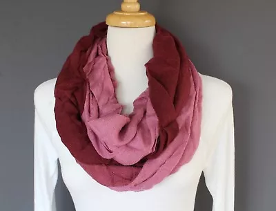 Pink Ombre Scarf Circle Infinity Gauze Endless Loop Long Scarf Light Dark Pink • $21.99