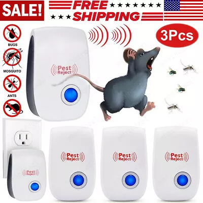 3 Pcs Ultrasonic Pest Repeller Control Electronic Repellent Mice Bug Rat Reject • $8.59