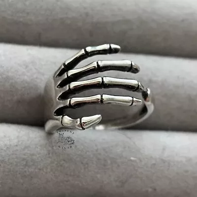 Skeleton Hand Adjustable Ring Grunge Ring Y2K Ring Grunge JewelrySilver Ring • $9.99