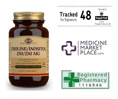 £14.49 • Buy Solgar Choline/Inositol/250/250mg 50 Veg Caps SUITABLE FOR VEGANS