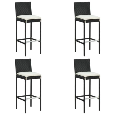 £157.21 • Buy Garden Bar Stools With Cushions 4 Pcs Black Poly Rattan Z6S3