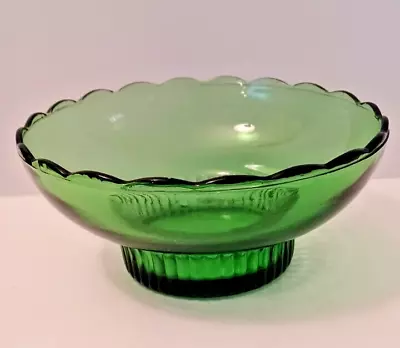 E.O. Brody Co Cleveland OH M2000 Scalloped Green Glass Bowl 6.5  • $6.99