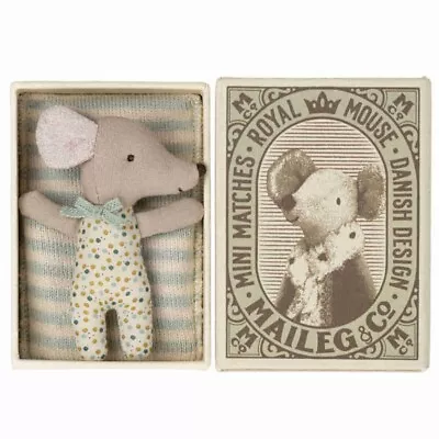 Maileg Sleepy Wakey Baby Mouse In Box Blue • $44.99