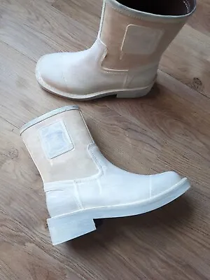 MM6 Maison Margiela Inside Out White Paint Moto Boot Womens 7 EU 37 • $185.16