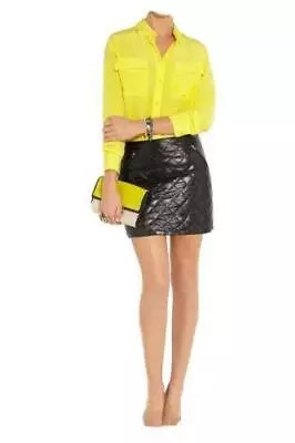 DIANE Von FURSTENBERG Genuine Leather Black Mini Skirt Size US 0 AU 6 - 8 • $320