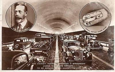 Valentines Multiview Rppc Postcard Opening Of The Mersey Tunnel Used  See Scans • £1.30