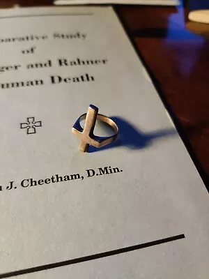 Mens Sterling Silver Ring. 5.6gm. 19mm. Christian Cross  • $20