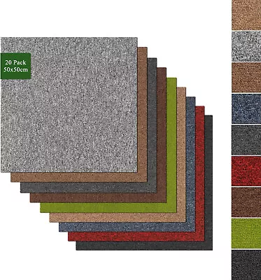 Carpet Tiles Heavy Duty 20pcs 5SQM Commercial Office Home Shop Retail Flooring • £29.86