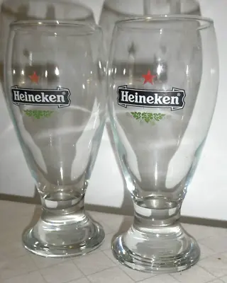 2 Heineken Sturdy Hotel Quality Stem Beer Glasses 250ml Each 16cm High • $28