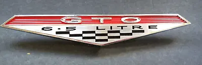 GTO 1964-68 NOS OEM Fender Emblem 6.5 Litre Checkered Flag Embossed Metal Badge • $90