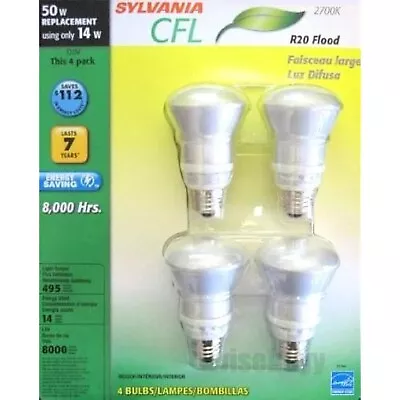 Sylvania 14W Compact Flood Fluorescent Lamp R20 Reflector Warm White 4 Bulbs • $7.99