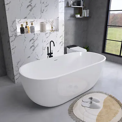 55  Acrylic Free Standing Tub Classic Oval Soaking Tub Freestanding Bathtub • $999.99