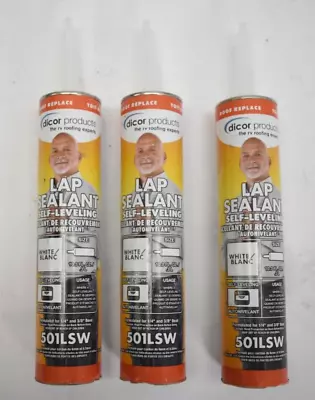 Dicor EPDM Self-Leveling Lap Sealant 10.3 Oz Tube 501LSW White Lot Of 3 • $30.95