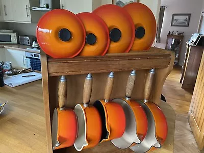Le Creuset Volcanic Orange Pan Set With Lids. 14 16 16(non Stick) 20 22. • £127