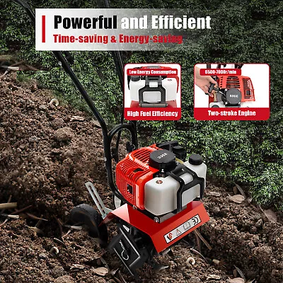 2 Stroke Mini Tiller Cultivator Gas Rototiller Gas Power Rototiller Garden 52CC  • $159.60