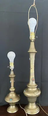 Pair Vintage Of Turkish/Moroccan Style Embellished Gemstone Table Lamps • $99