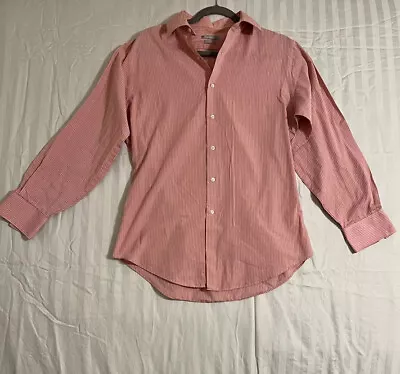 Van Heusen Men's Fitted Pink Long Sleeve Dress Shirt Size M 15.5 32/33 • $10