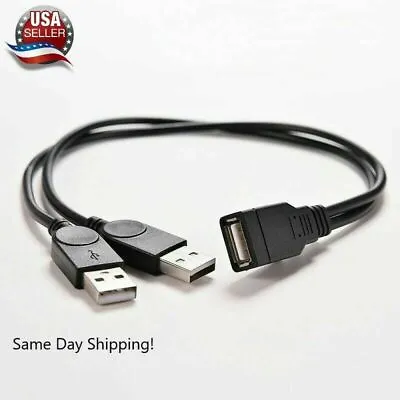 USB 2.0 Female To 2 Dual USB Male Power Adapter Y Splitter Cable Cord Connector • $2.67