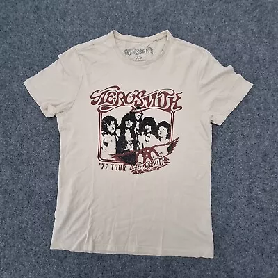 Aerosmith Shirt Mens XSMALL White Casual T Shirt Band Metal Concert Size XS • $24.88