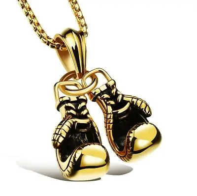 £4.99 • Buy Men's Boys Gold Silver Plated Boxing Glove Sports Gym Pendant Chain Necklace