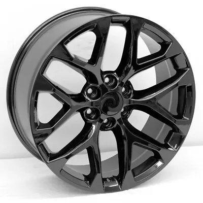 22x9 Snowflake Wheel Gloss Black Rim Chevy GMC Tahoe Silverado Yukon Sierra • $235