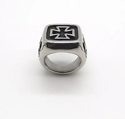 Stainless Steel Maltese Cross Ring With Flames Cast Ring.Maltese Cross Ring • $5.99
