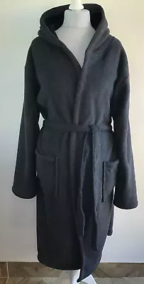 M&S Fleece Supersoft Hooded Dressing Gown Size Medium Grey • £21