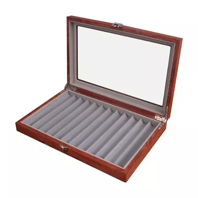 Pear Wooden Pen Display Box 12 Box Storage Visual Wear-Resistant4852 • $53.99