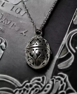 Vintage Scrolled Pomander Poison Locket Pendant  Necklace In Sterling Silver • $44.99