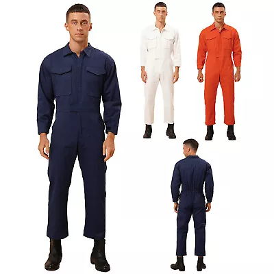 Mens Long Sleeve Work Jumpsuit Zip-Front Work Coverall Mechanic Uniform Pockets • $17.23