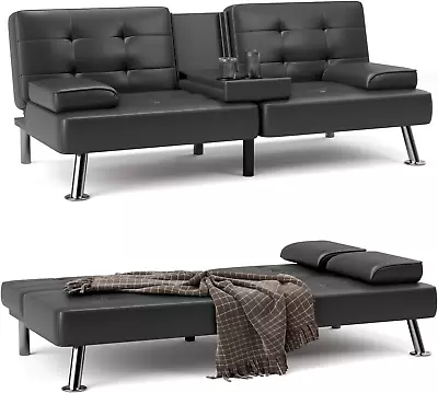 Convertible Folding Futon Sofa Bed Sleeper Couch For Living Room Faux Leather Up • $220.99