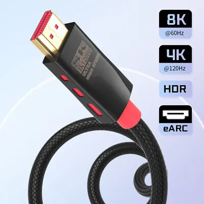 HDMI 2.1 Cable 8K HDMI Cable For PS5 Xbox Series X HDMI 2.1 Splitter HDR EARC  • $10.50