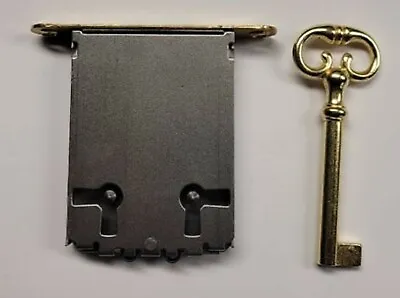 Full Mortise Lock & Key 3 Way Mount Brass Trunk Drawer Door Cabinet Antique Old • $12