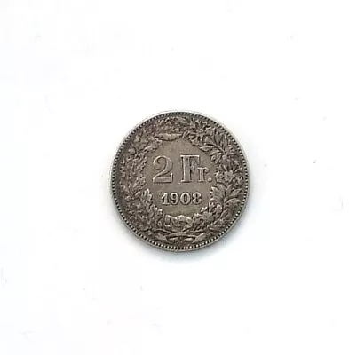Switzerland 2 Franc Silver Coin 1908 • $4.36