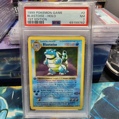 $1574.99 • Buy 1999 Pokemon Base Set Blastoise 1st Edition Holo 2/102 PSA 7 Shadowless NM