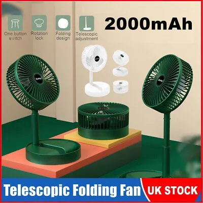 £6.99 • Buy 3 Speeds Foldable Fan Table Desk Telescopic Floor Fan USB Rechargeable Portable
