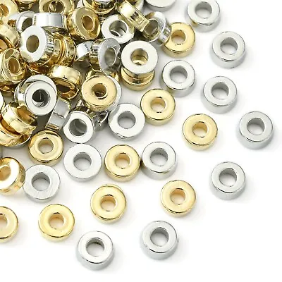 100x Flat Round Disc Loose Spacer Beads For DIY Jewelry Making Necklace Bracelet • $5.12